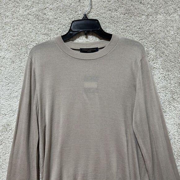 Stewart Of Scotland Sweater Men's Medium Tan Merino‎ Wool Pullover Long Sleeve - Picture 2 of 10